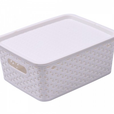 Good design rectangular plastic laundry storage basket sets with lid